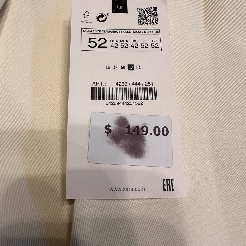 White / Ivory Double-Breasted White Blazer by Zara